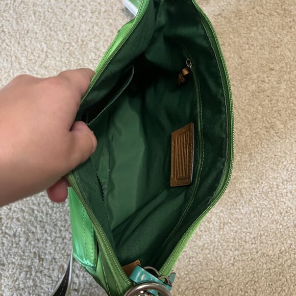Coach Swingpack, Green Satin - Picture 8 of 11